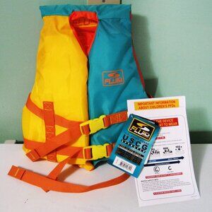 Fluid Aquatics U.S. Coast Guard Approved Child Life Jacket in Yellow/Aqua colors